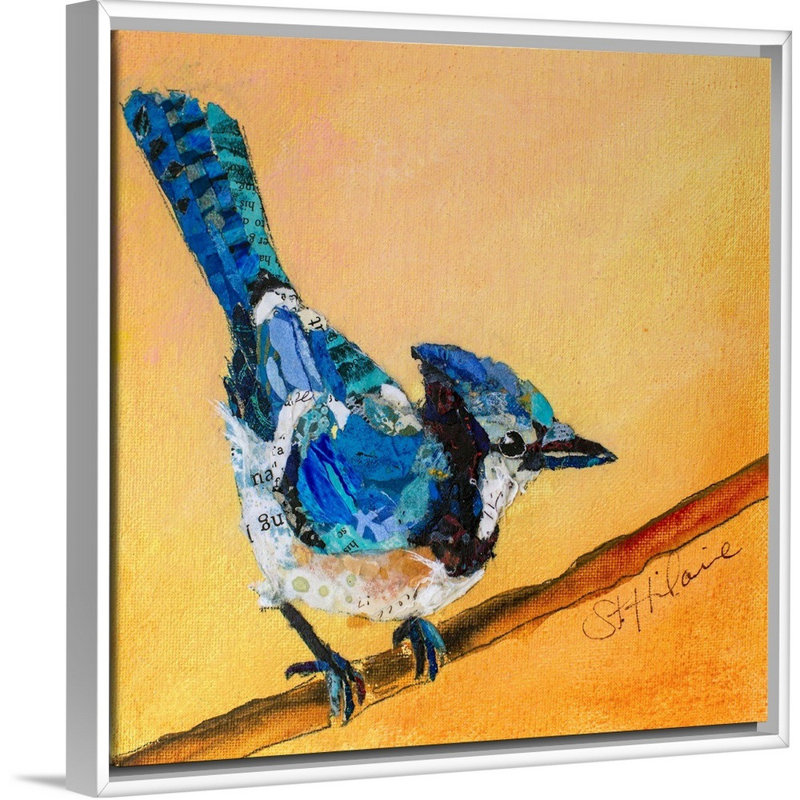 «Blue Jay Blessing» par Elizabeth St. Hilaire - reproduction d'art, Toile blanche encadrée, H 32 po x l 32 po x P 1,75 po