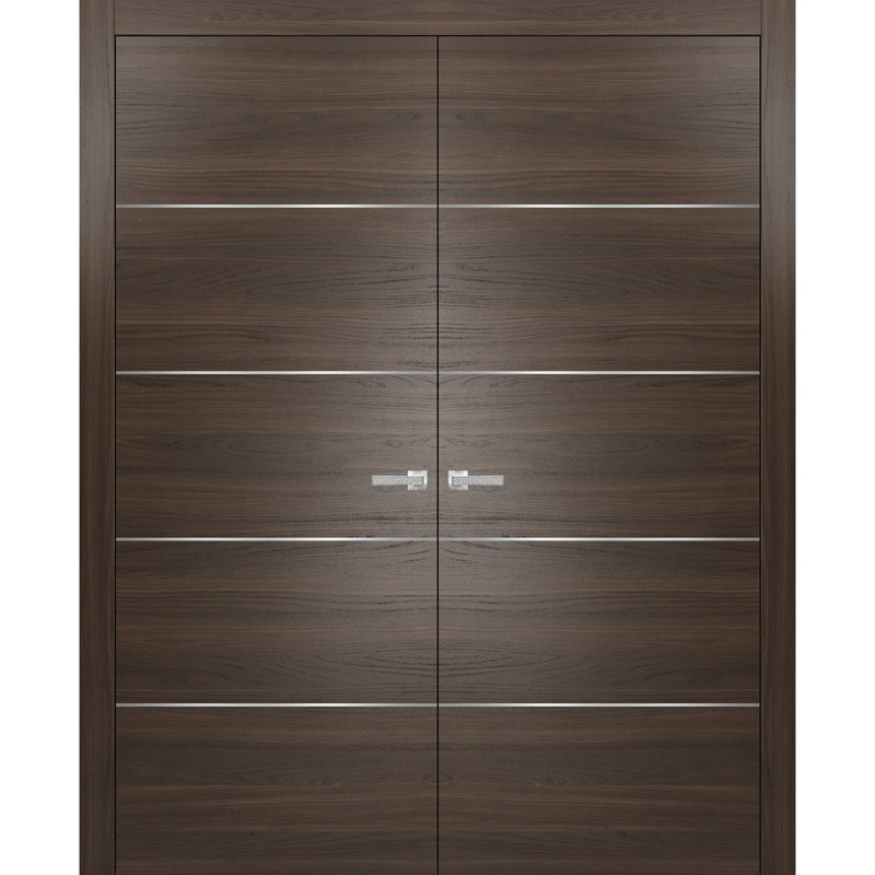 Portes planes en bois massif Planum Flush, 36 po x 80 po, Frêne chocolat