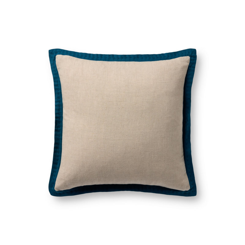 Loloi Accent Pillow, Natural/Blue, Square 18"