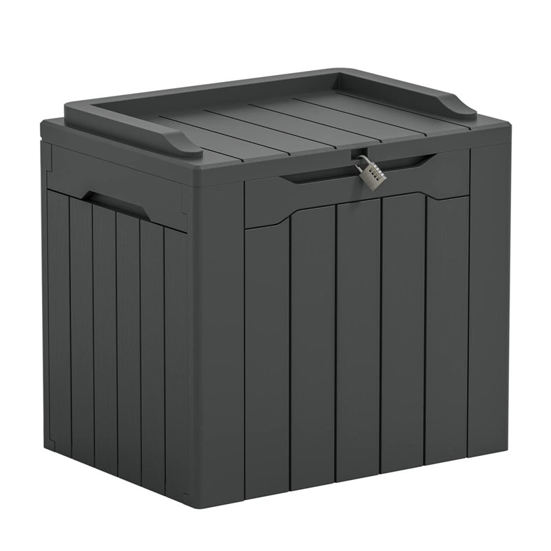 East West Furniture 22.04'' W 31 Gallons Water Resistant Resin Deck Box, Dark Gray