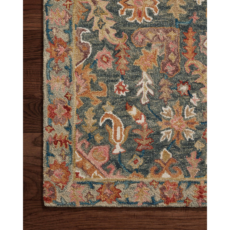 Hand Hooked Wool Oriental Indoor Rug, Rectangle 5' x 7'6"