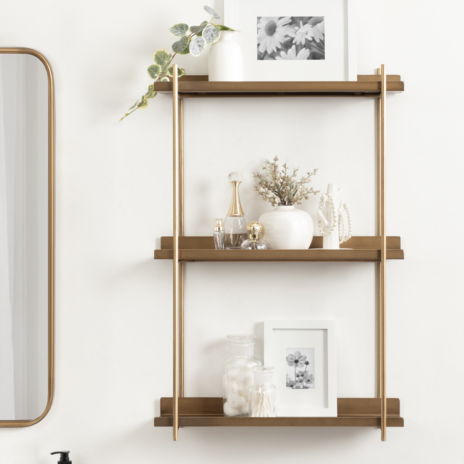 Bellamy 3 Piece Metal Tiered Shelf, Gold