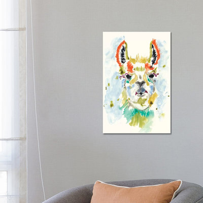 Hi-fi Llama I by Jennifer Goldberger - Wrapped Canvas Painting