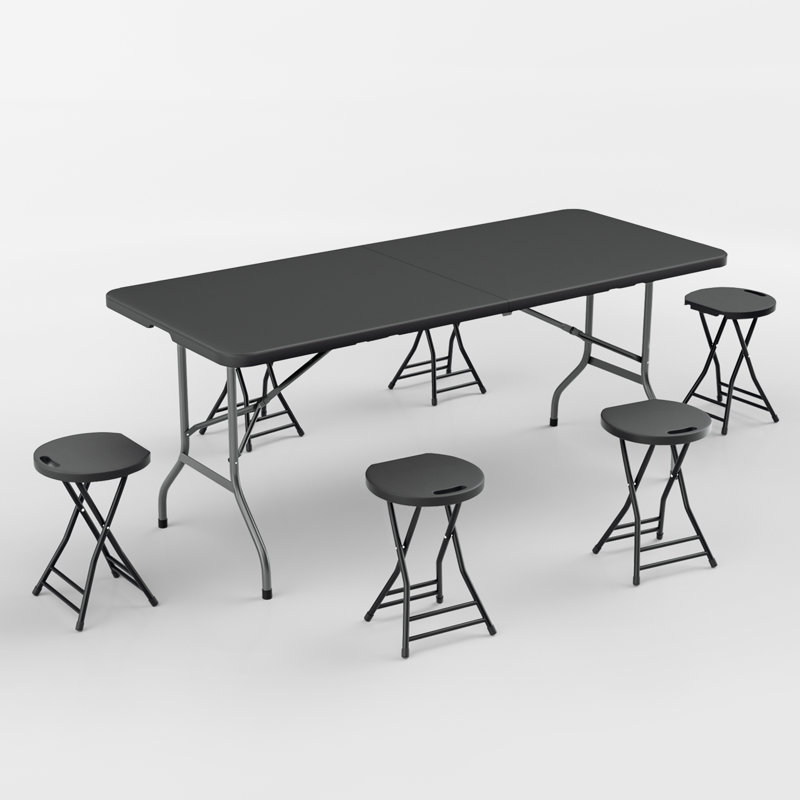 Table pliante et chaises 7 pièces 7 pi - Table de jeu avec cartes et tabourets