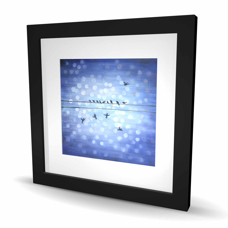 «Birds on a Wire», reproduction mate encadrée | Blue Sky Home Decor, Noir, H 16 po x l 16 po
