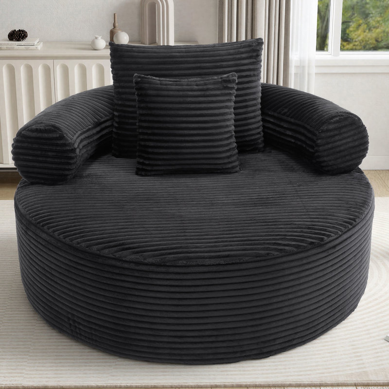Fauteuil demi-tonneau rembourré Addisin, Noir