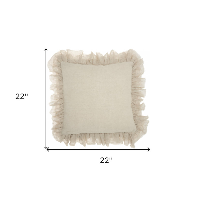 Wide Tasseled Marble Throw Pillow, 22'' W x 22'' H x 5'' D, Gray