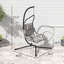 Balancelle suspendue, chaise hamac avec support et coussin de revêtement, avec structure en acier pour l'intérieur et l'extérieur-1863317171