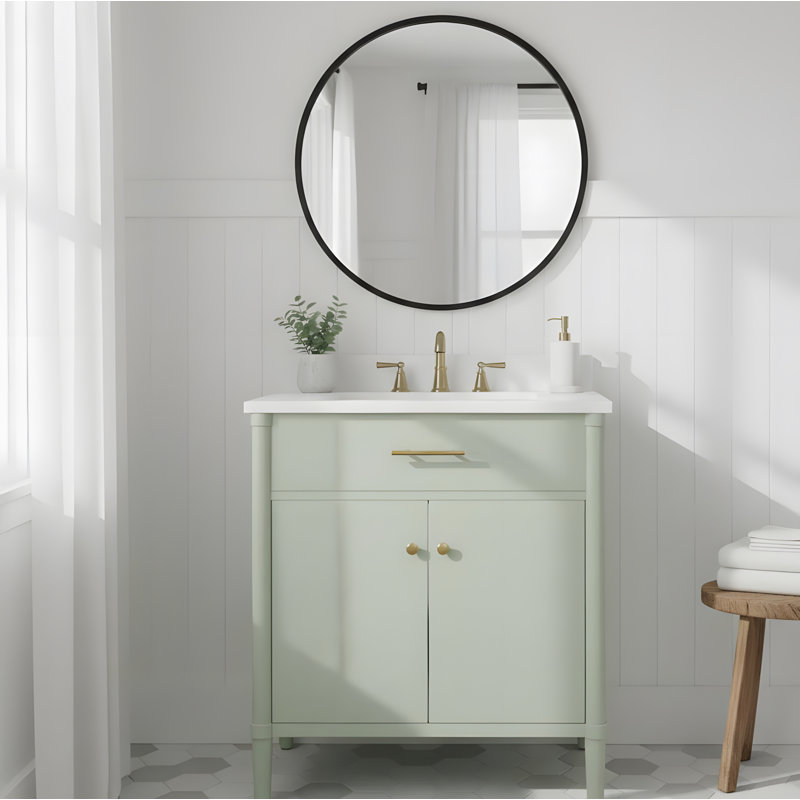Meuble-lavabo à profil courbé, Vert