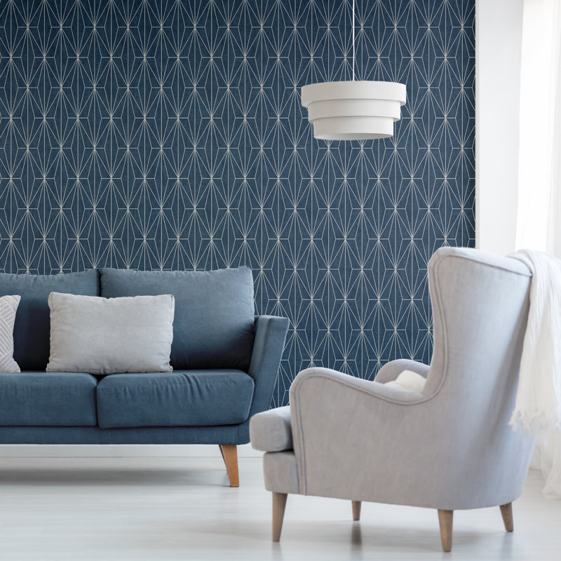 Modbury 10.05m x 53cm Wallpaper Roll, Blue/Silver