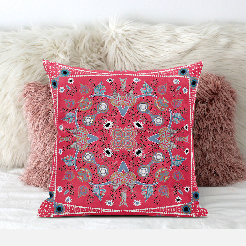 Coussin décoratif, 16 po x 16 po, Cachemire rouge