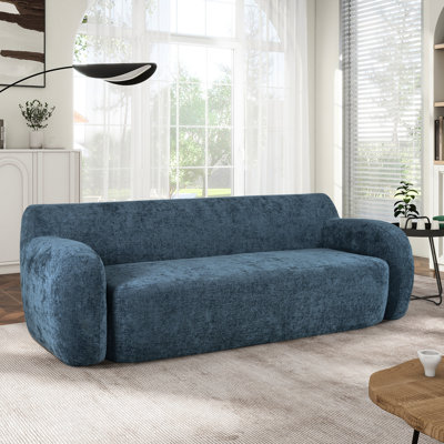 Minimalist 3 Compression, 81,5 po, bleu foncé, conception incurvée avec très grands sièges pour le salon, la chambre à coucher, appt 81,5 po - sièges d'appartement, rembourrage en éponge confortable, assemblage