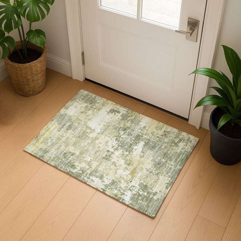 Premium Machine Washable Mayfield AMF2142 abstract Rug, 1'8" x 2'6", Sage