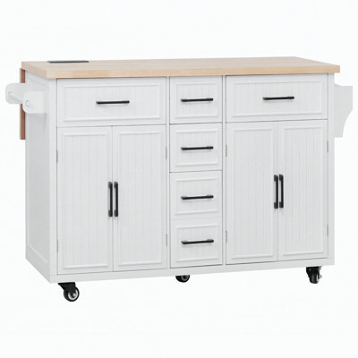 Kitchen Island with Drop Leaf and Built-In Charging Station