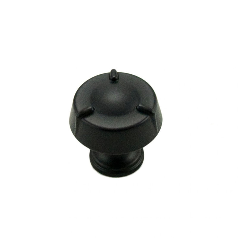 Bouton Fullerton avec lignes sur le bord, Noir, H 1,25 po x l 1,25 po x P 1,125 po