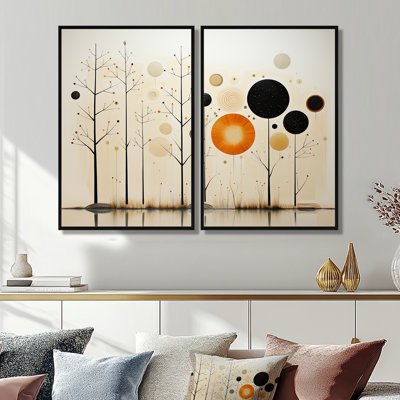 Beige Orange Mid Century Minimalist Oasis - Large Minimalism Canvas Wall Art