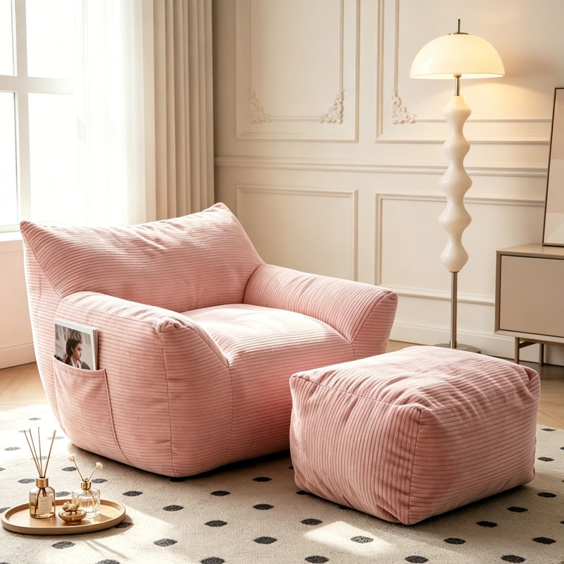Fauteuil à billes, fauteuil à billes très grand et confortable, Rose