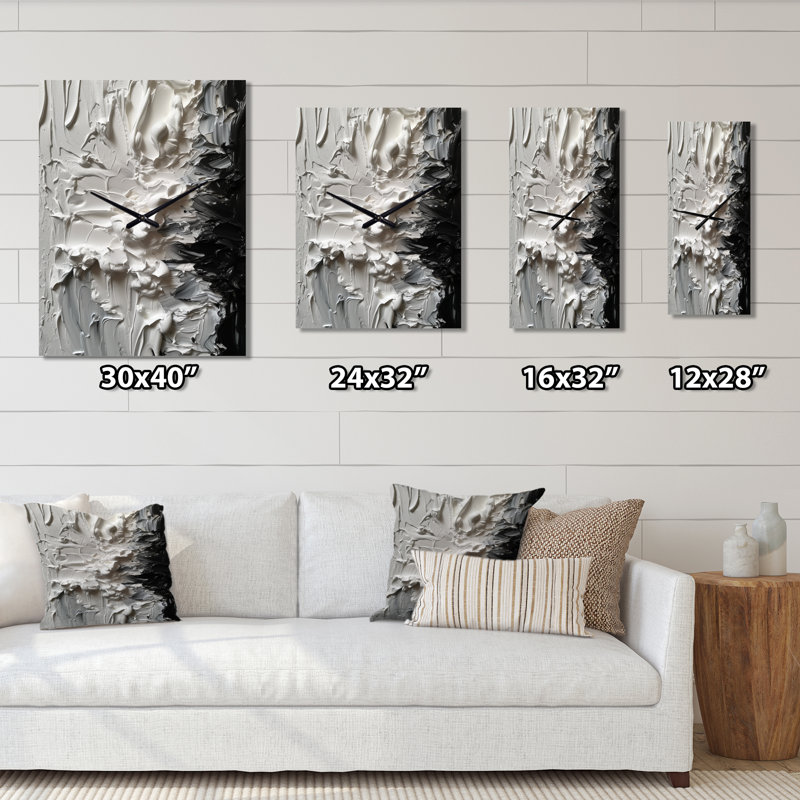 Isbah - Horloge murale moderne en marbre abstrait, H 40 po x l 30 po x P 1 po