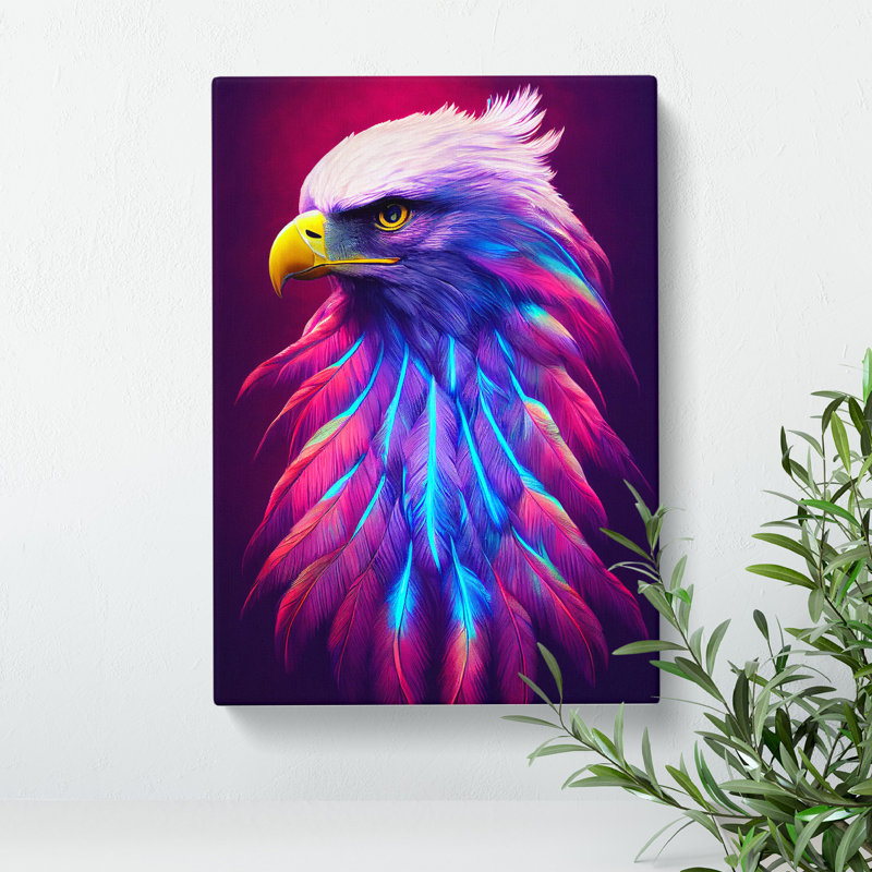 XV1022-1362X Charismatic Eagle Bird - Print, Wrapped Canvas, 50cm H x 35cm W x 3cm D, No Matte