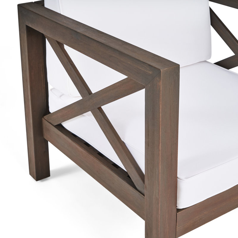 Chaise moderne du milieu du siècle, bois, gris et blanc - Bonnet style club élégant, sans manches