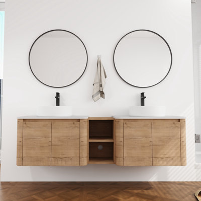 Meuble-lavabo double 72 po avec comptoir en quartz
