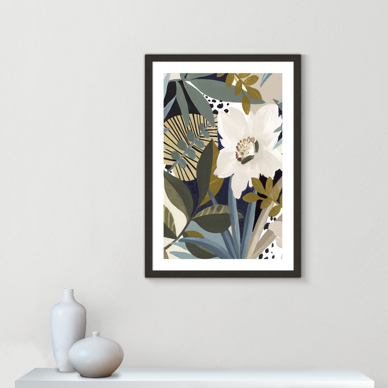 Floral Symphony I - Art encadré autoportant, Cadre espresso foncé, H 26 po x l 22 po x P 2 po