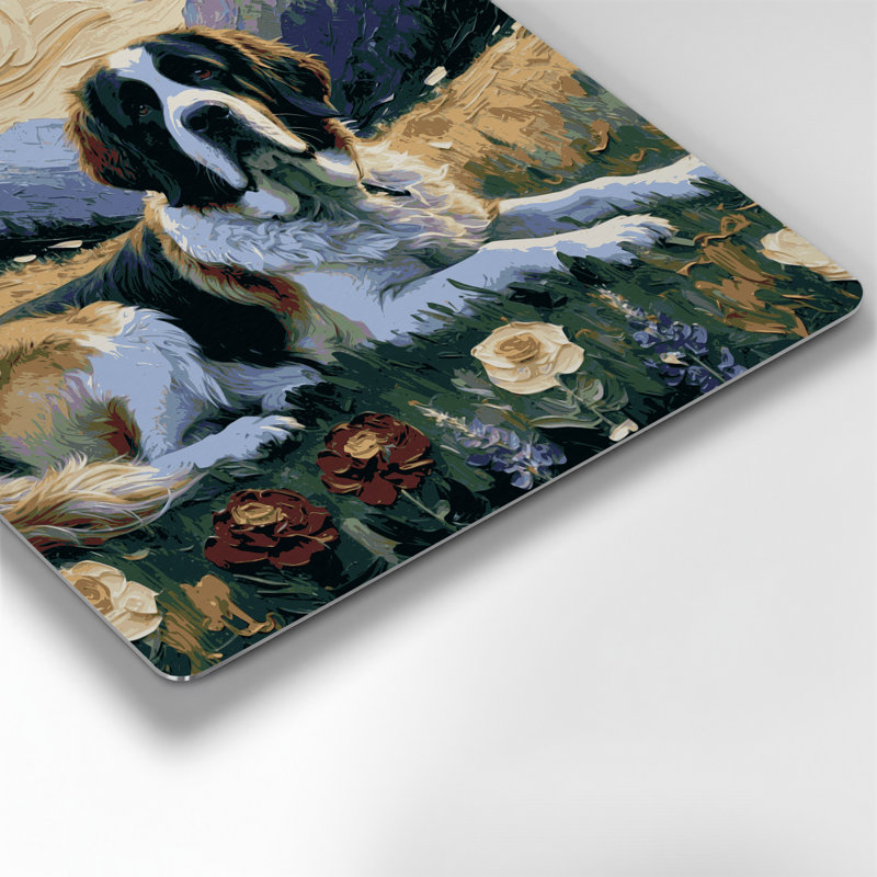 «Dogs Saint Bernard», art mural en métal bleu, H 12 po x l 12 po