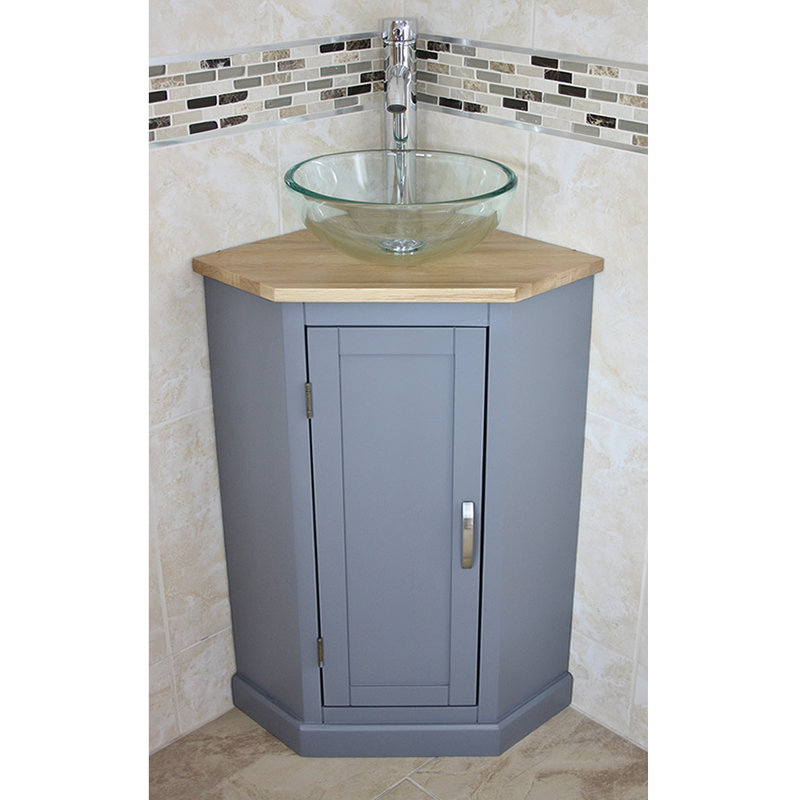 Crandon 390mm Single Bathroom Vanity with Vessel Glass Basin, Grey
