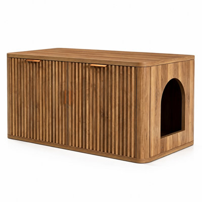 Enceinte de lit en MDF de 31,5 po de style Mid-Century avec porte réversible pour salon, chambre à coucher