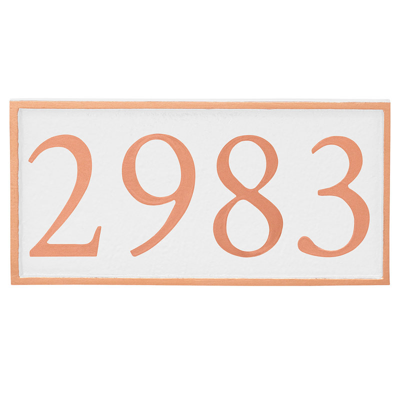 Serif 1-Line Wall Address Plaque, Copper, White, Yes