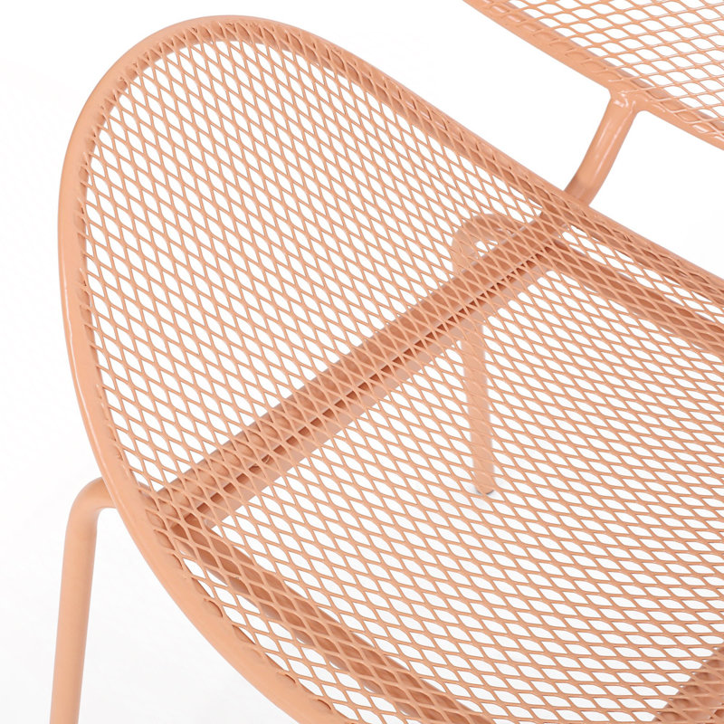 Ensemble de conversation moderne avec siège en filet et structure en métal durable, Orange
