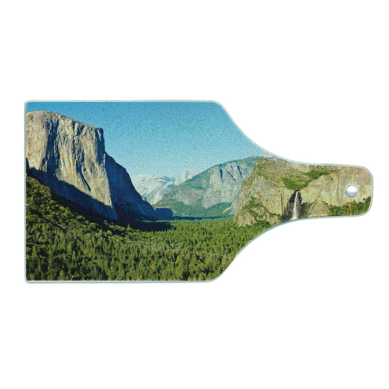 Planche à découper en verre trempé Ambesonne El Captain Scenery USA vert bleu