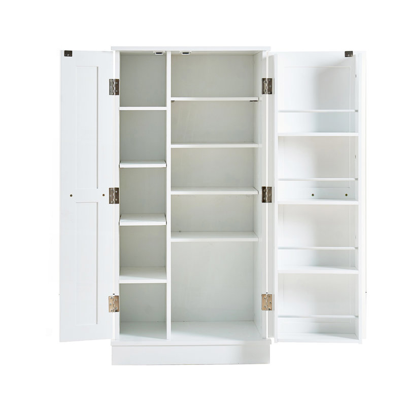 Armoire de rangement pour garde-manger, garde-manger autoportant avec portes et tablettes réglables, petit garde-manger pour cuisine, salle de bricolage pour salle à manger (blanc)