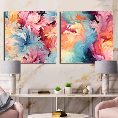 Lilas - Ensemble de 2 collages carrés abstraits