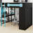 Space-Saving Wood Loft Bed with Desk, Wardrobe Storage and RGB Light-1869119593