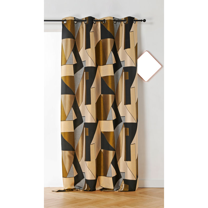 Rosenbaum Room Darkening Single Curtain Panel, Black/Brown/Gray