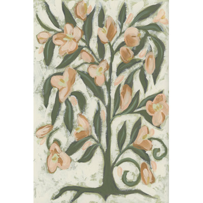 Folk Peach Blossoms I by June Erica Vess - Wrapped Canvas Print