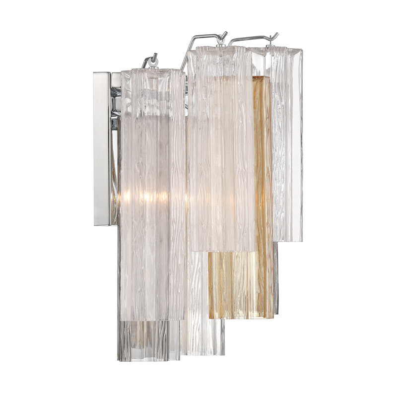 Hardman 2 Light Aged Brass Sconce, Chrome, Clear/Black/Gold