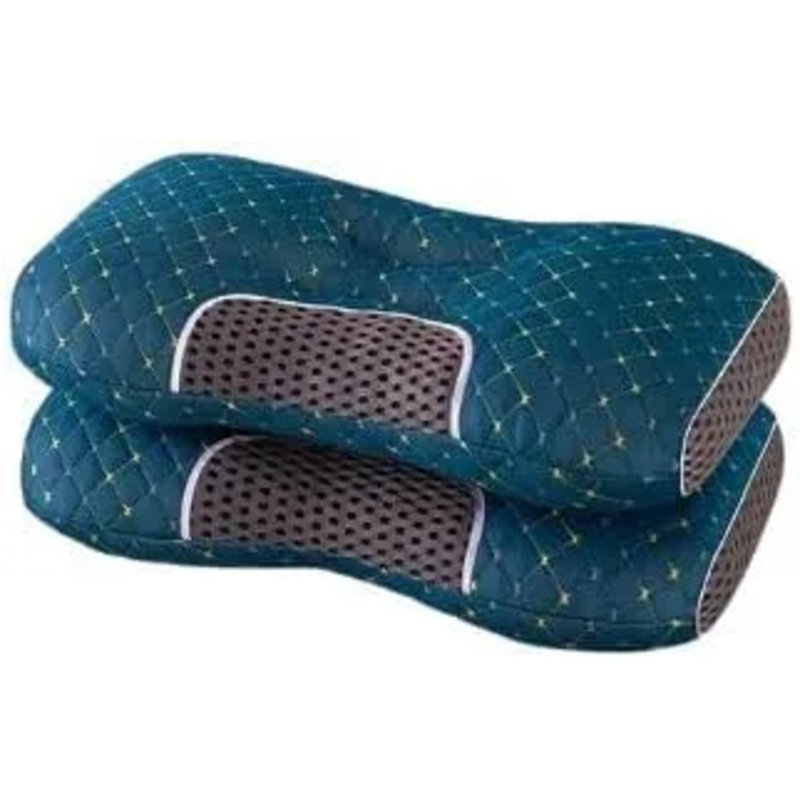 Ensemble de 2 oreillers de massage pour le cou en tricot de massage - Coussin ergonomique de soutien cervical avec housse amovible, contour réglable pour la maison, le bureau et les voyages