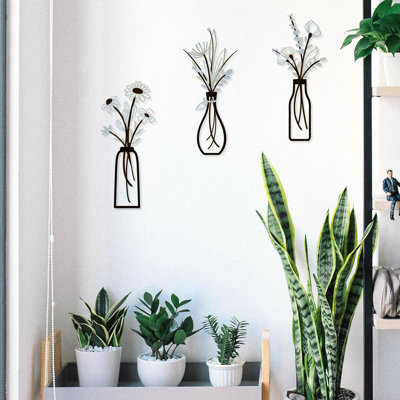 Décoration murale en métal de 3 po en brun - art floral unique en fer pour la chambre à coucher, le bureau et la fête, utilisation à long terme du salon, du bureau, attrayant
