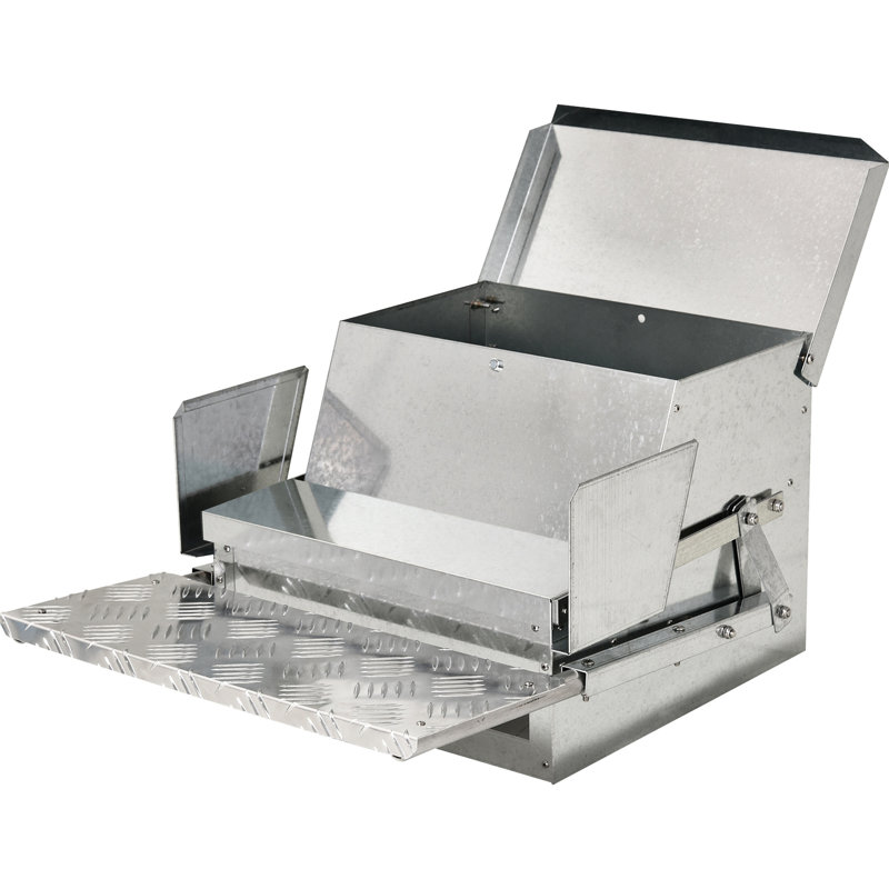 Mangeoire à poulets en acier galvanisé et en aluminium - capacité de 30 lb, maintient des conditions d'alimentation optimales en aluminium pour volaille automatique, résistante aux intempéries et économique