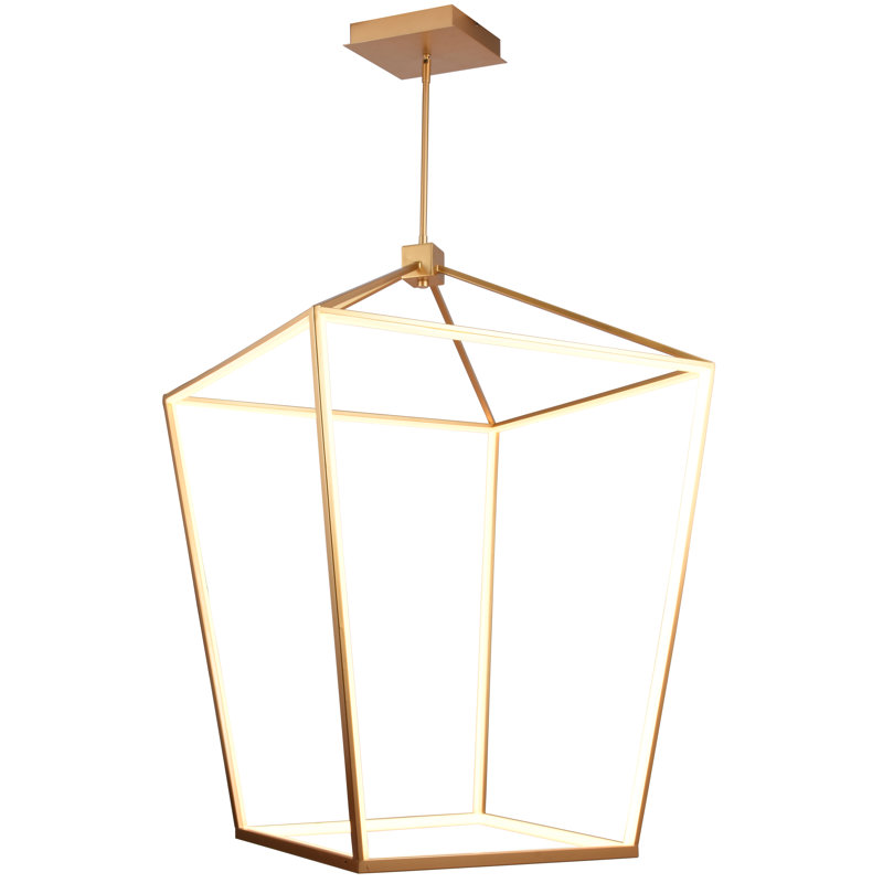 Luminaire suspendu géométrique 1 lumière DEL Lollar, Or, H 42 po x l 30 po x P 42 po