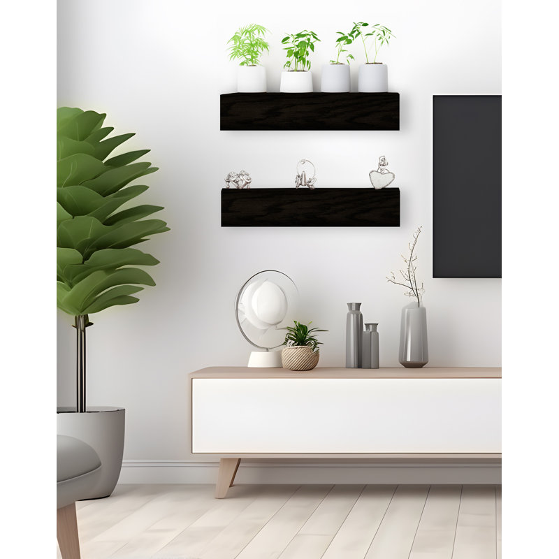 Tablette flottante 2 pièces Emerald Lee, H 6 po x l 28 po x P 6 po, Blanc