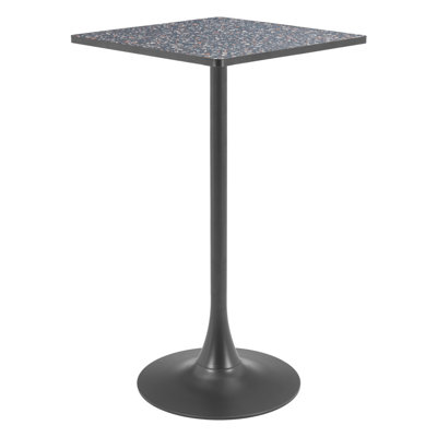 Table de bar carrée 24 po en faux terrazzo et acier