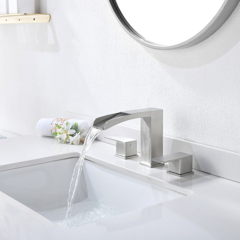 2-handle Bathroom Faucet with Drain Assembly, Brushed Nickel