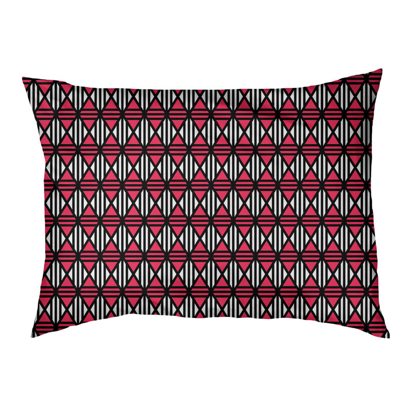 Coussin décoratif en losanges Byrge, Grand (l 42,5 po x P 14 po x H 32,5 po), Noir / Rouge