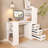 Computer Desk With 4-In-1 Socket, The Desk With 3 Slide Drawers And 4 Storage Levels