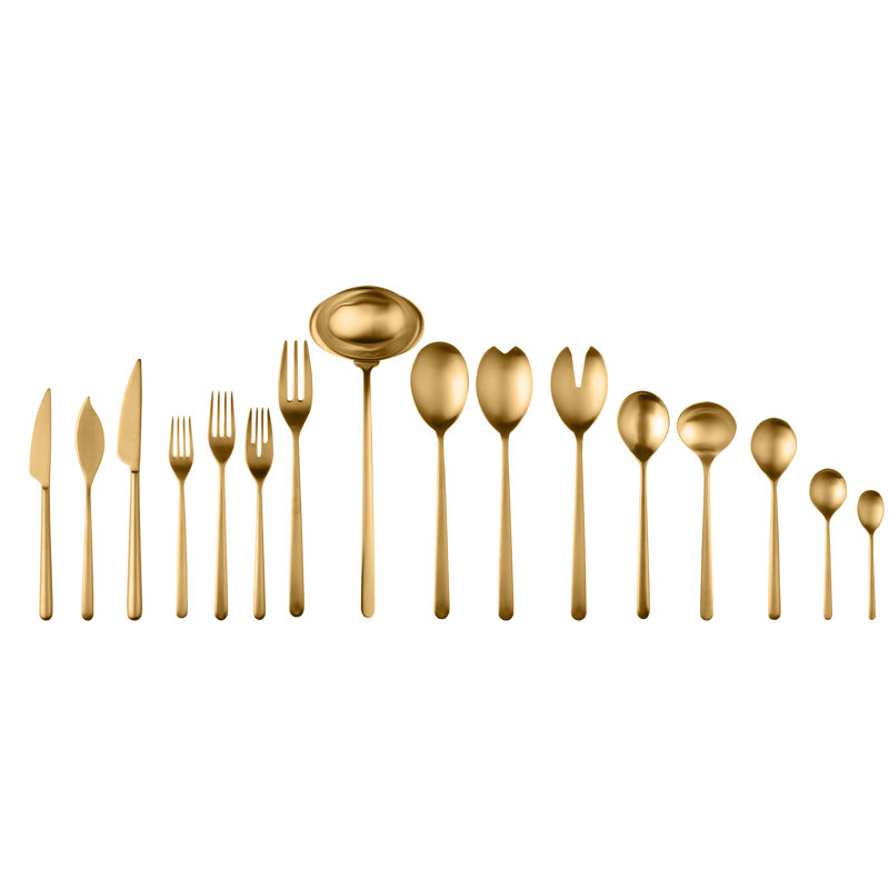 Linea Flatware Set - 126 Pieces - Ice Gold, Ice Gold
