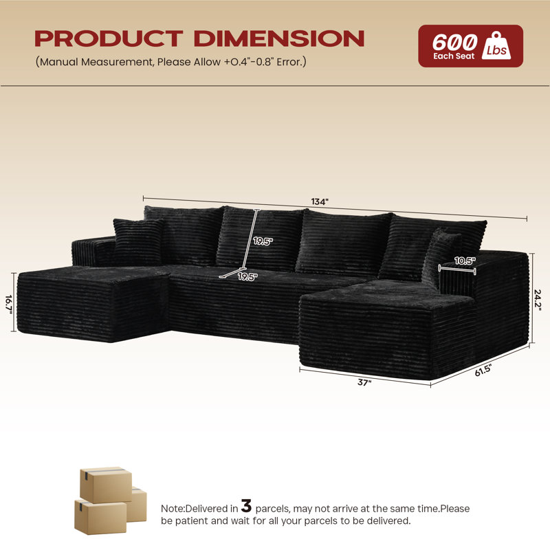 Nathasa No Assembly Required Upholstered Sectional, Free Combination Compression Sofa Bed For Living Room, Home Theater