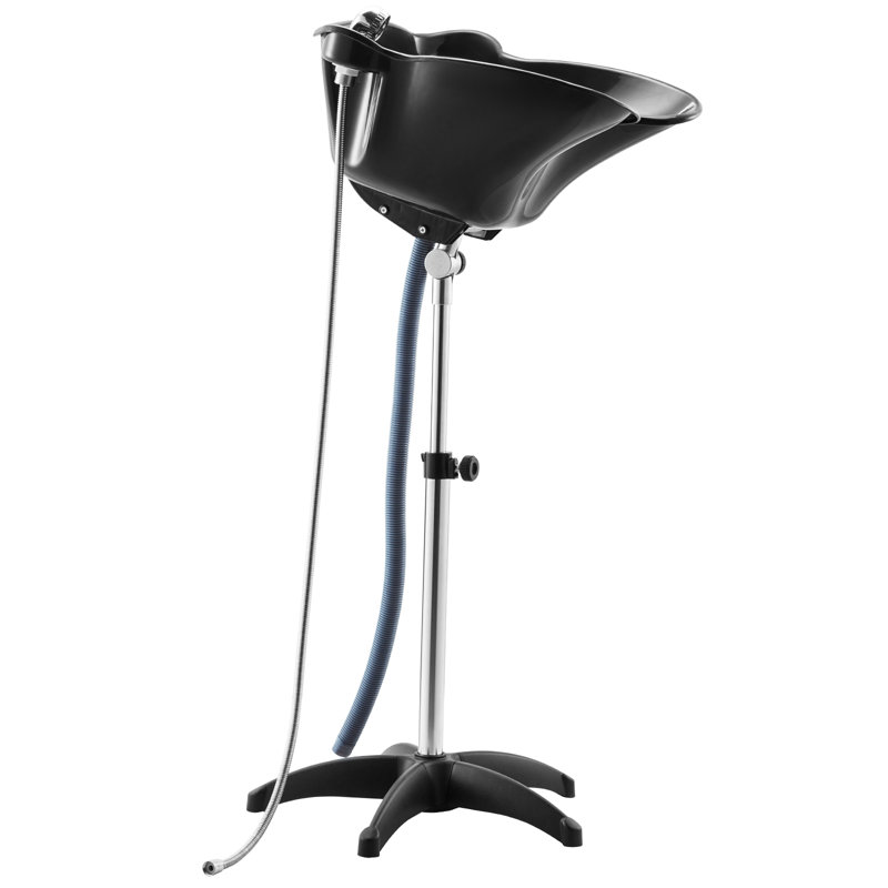 Cuvette de shampooing portative, lavabo à shampooing profond avec hauteur et angle réglables, comprenant un tuyau d'évacuation, une pomme de douche, un lavabo pour cheveux léger pour centre de spa Barber et utilisation à la maison, noir